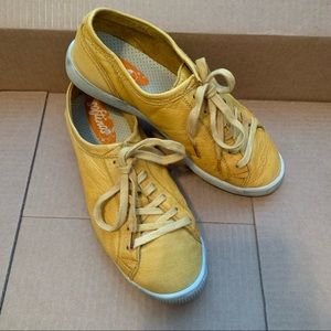 Softinos Isla distressed leather sneaker mustard yellow